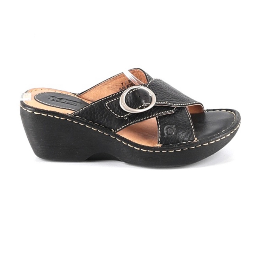 Born shoes platform slide sandal black leather 7M